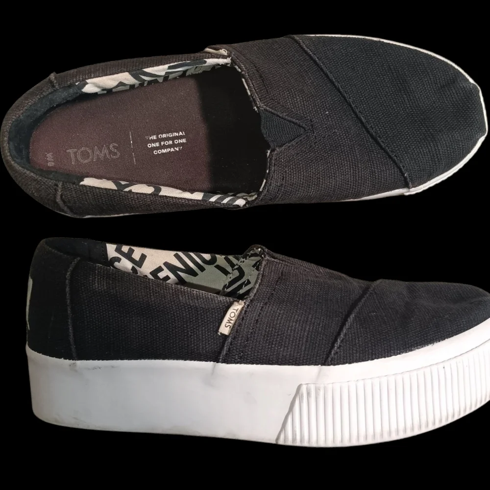 Toms Black Canvas Slip-On Loafers